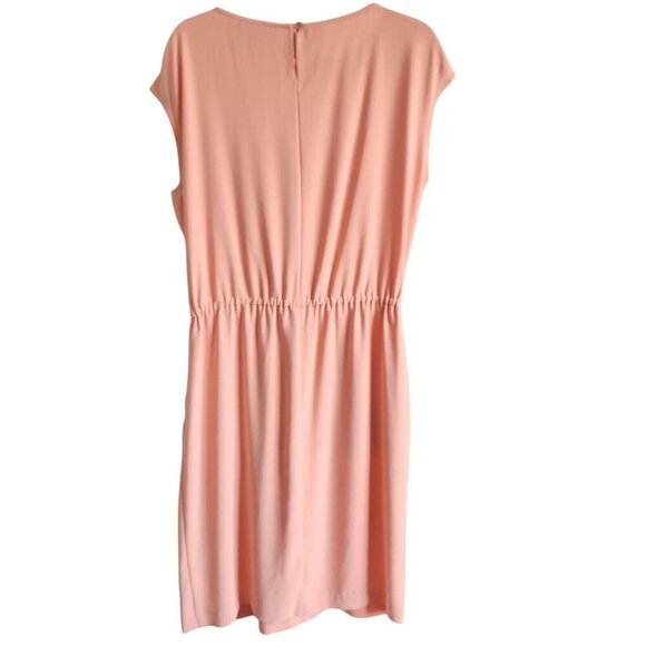 St. John Women Peach Sleeveless Knee-Length Dress Drawstring Waist Pockets Sz 8 - Picture 6 of 12
